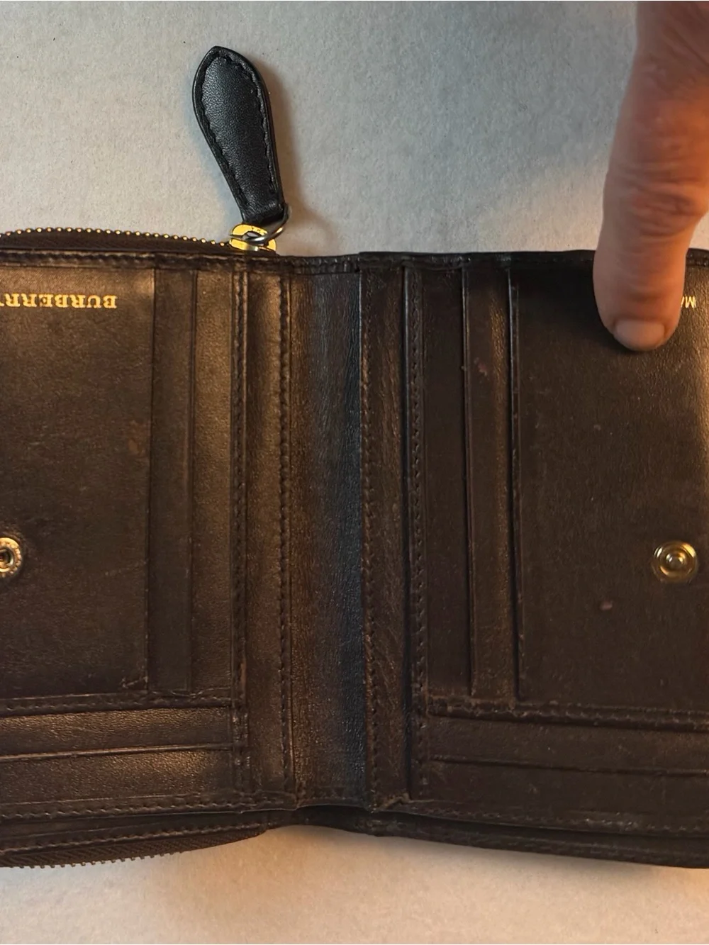 Burberry Haymarket Check Zip Around Wallet Black Leather Equestrian Knight